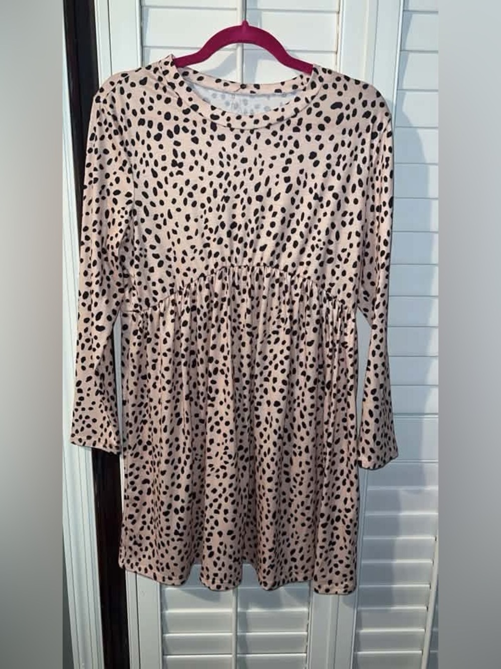 Boutique Spotted Long-Sleeve Peasant Dress